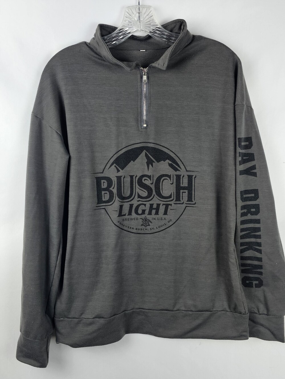 Busch Light Day Drinking Logo 1/4 Zip Pullover Men's Med Grey